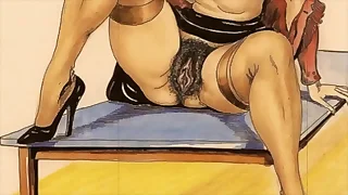 vintage downcast drawings